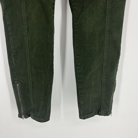 Loft Cargo Pants Size 10/30 Womens Olive Green Utility Zip Ankle Chino Stretch - Picture 3 of 8